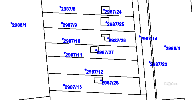 Parcela st. 2987/27 v KÚ Holešov, Katastrální mapa