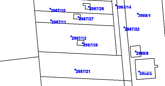Parcela st. 2987/28 v KÚ Holešov, Katastrální mapa