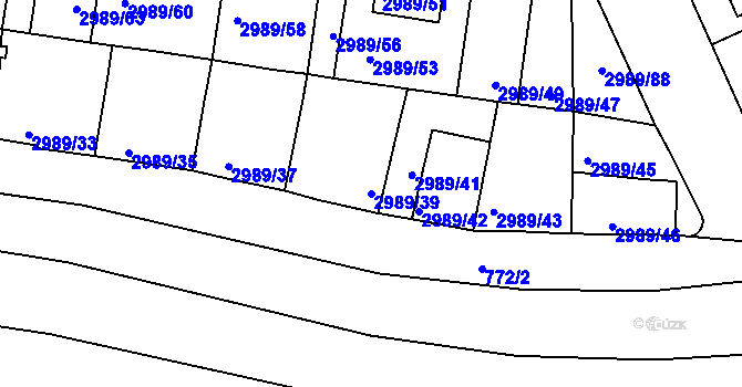 Parcela st. 2989/39 v KÚ Holešov, Katastrální mapa