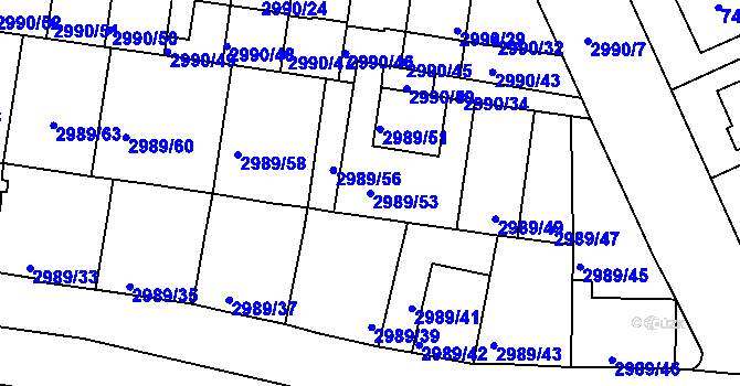 Parcela st. 2989/53 v KÚ Holešov, Katastrální mapa
