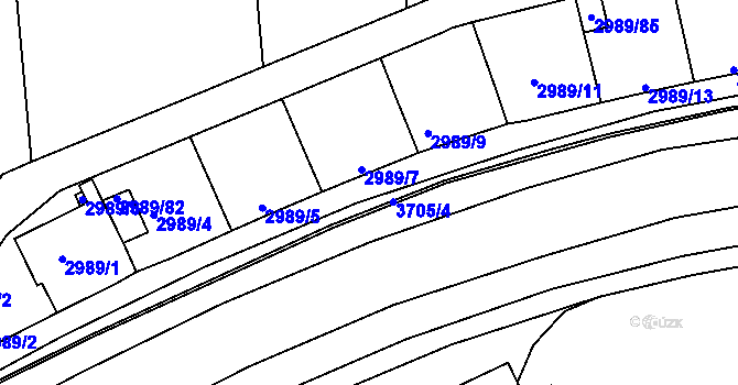 Parcela st. 2989/79 v KÚ Holešov, Katastrální mapa