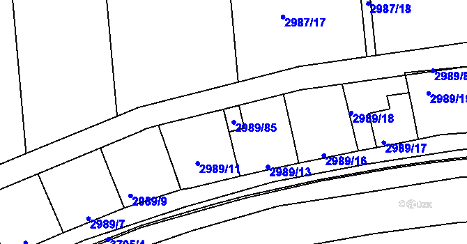 Parcela st. 2989/85 v KÚ Holešov, Katastrální mapa