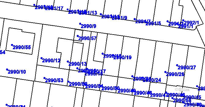 Parcela st. 2990/18 v KÚ Holešov, Katastrální mapa