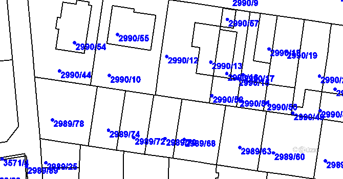 Parcela st. 2990/53 v KÚ Holešov, Katastrální mapa
