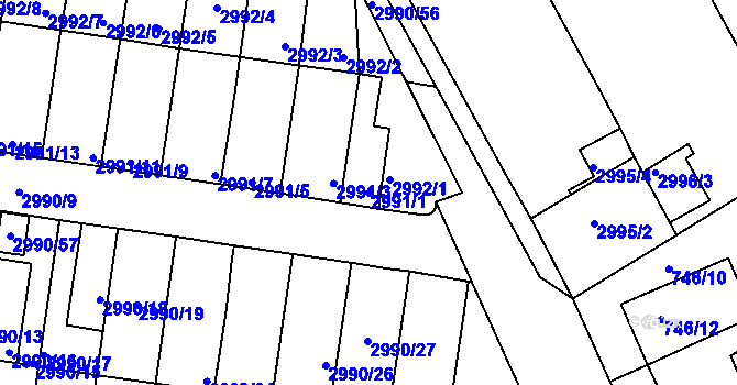 Parcela st. 2991/1 v KÚ Holešov, Katastrální mapa