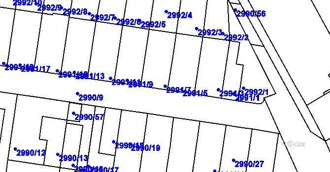 Parcela st. 2991/7 v KÚ Holešov, Katastrální mapa