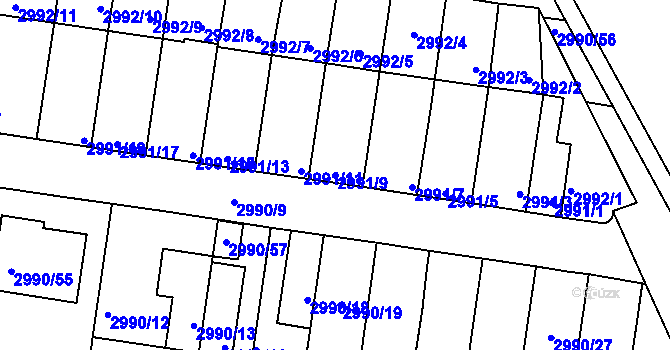 Parcela st. 2991/9 v KÚ Holešov, Katastrální mapa
