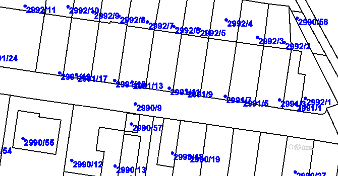 Parcela st. 2991/11 v KÚ Holešov, Katastrální mapa