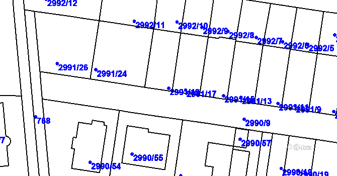 Parcela st. 2991/19 v KÚ Holešov, Katastrální mapa