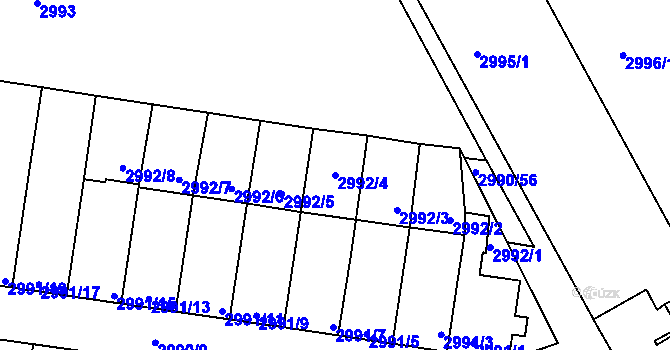 Parcela st. 2992/4 v KÚ Holešov, Katastrální mapa
