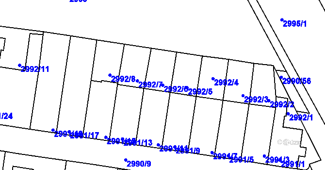 Parcela st. 2992/6 v KÚ Holešov, Katastrální mapa