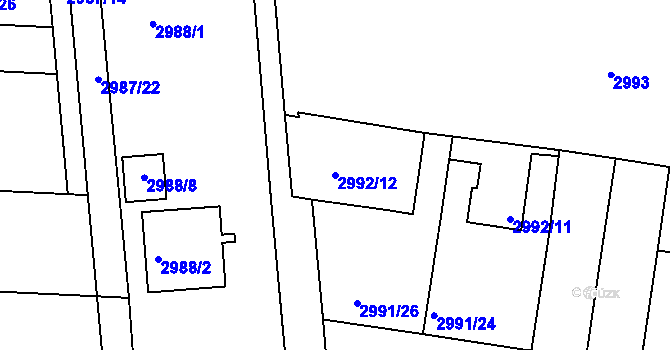 Parcela st. 2992/12 v KÚ Holešov, Katastrální mapa