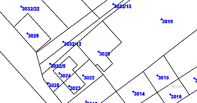 Parcela st. 3020 v KÚ Holešov, Katastrální mapa