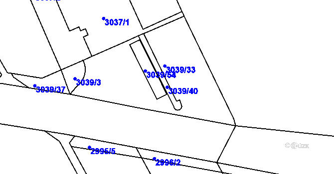 Parcela st. 3039/40 v KÚ Holešov, Katastrální mapa
