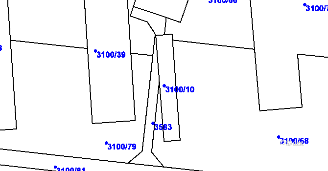 Parcela st. 3100/10 v KÚ Holešov, Katastrální mapa