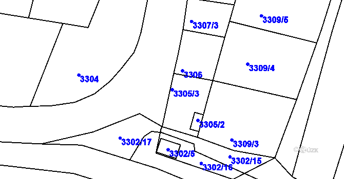 Parcela st. 3305/3 v KÚ Holešov, Katastrální mapa