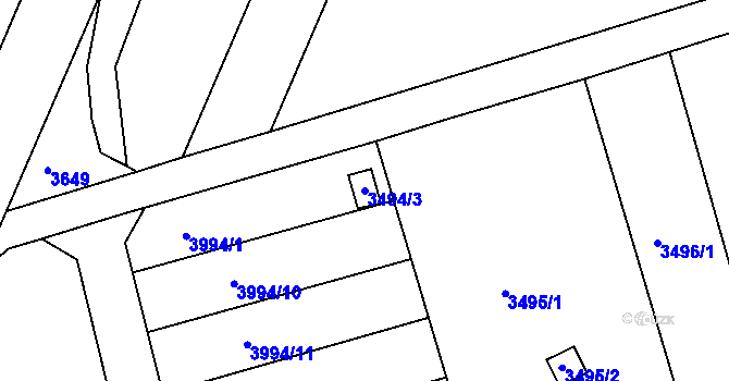 Parcela st. 3494/3 v KÚ Holešov, Katastrální mapa