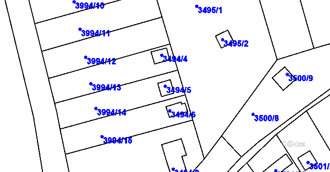 Parcela st. 3494/5 v KÚ Holešov, Katastrální mapa