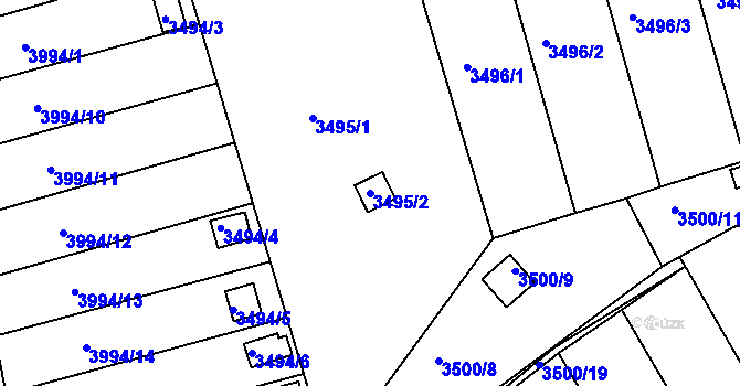 Parcela st. 3495/2 v KÚ Holešov, Katastrální mapa