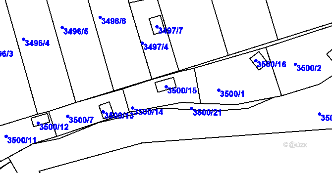 Parcela st. 3500/15 v KÚ Holešov, Katastrální mapa