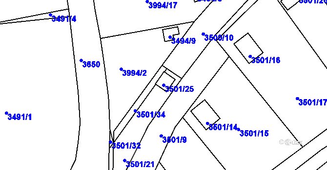 Parcela st. 3501/25 v KÚ Holešov, Katastrální mapa