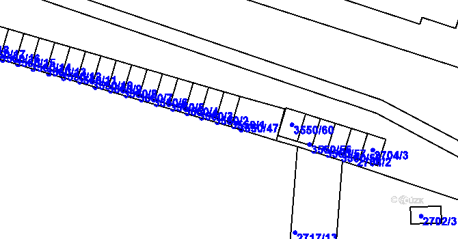 Parcela st. 3550/1 v KÚ Holešov, Katastrální mapa