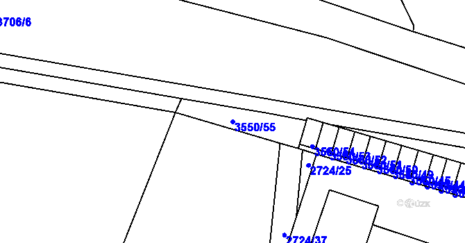 Parcela st. 3550/55 v KÚ Holešov, Katastrální mapa