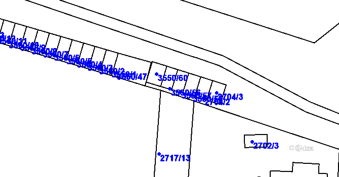 Parcela st. 3550/56 v KÚ Holešov, Katastrální mapa