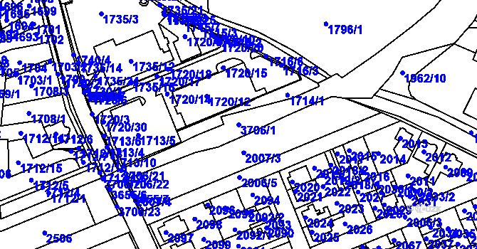 Parcela st. 3706/1 v KÚ Holešov, Katastrální mapa