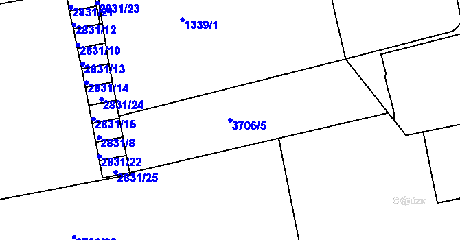 Parcela st. 3706/5 v KÚ Holešov, Katastrální mapa