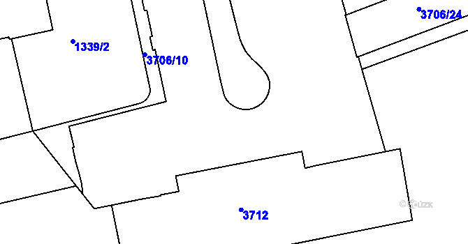 Parcela st. 3706/10 v KÚ Holešov, Katastrální mapa
