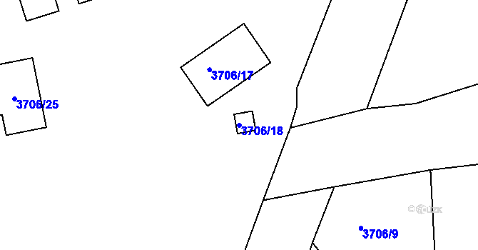 Parcela st. 3706/18 v KÚ Holešov, Katastrální mapa