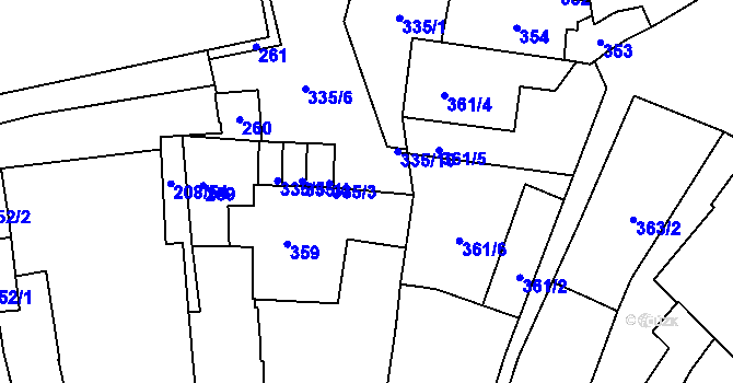 Parcela st. 335/8 v KÚ Holešov, Katastrální mapa