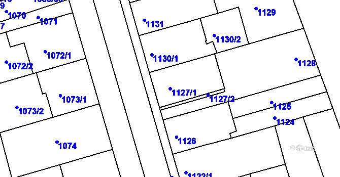 Parcela st. 1127/1 v KÚ Holešov, Katastrální mapa