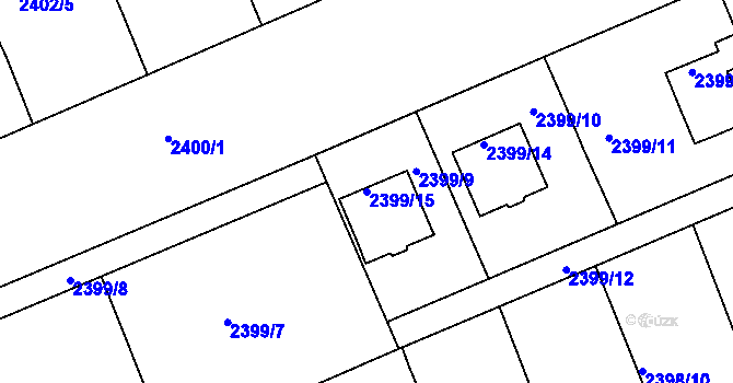 Parcela st. 2399/15 v KÚ Holešov, Katastrální mapa