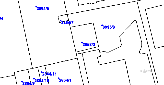Parcela st. 2858/3 v KÚ Holešov, Katastrální mapa