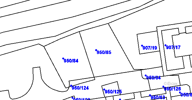 Parcela st. 950/85 v KÚ Holešov, Katastrální mapa