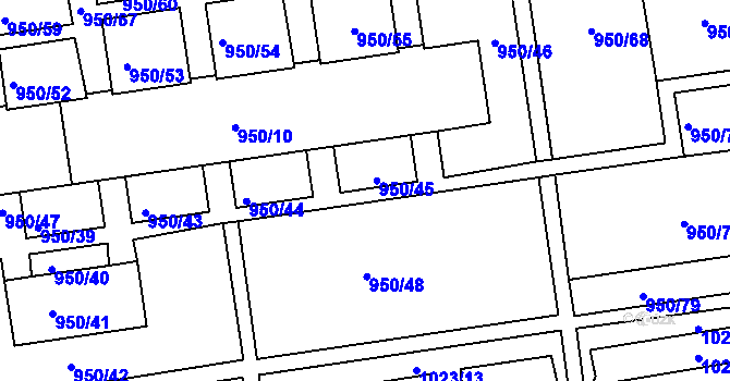 Parcela st. 950/92 v KÚ Holešov, Katastrální mapa