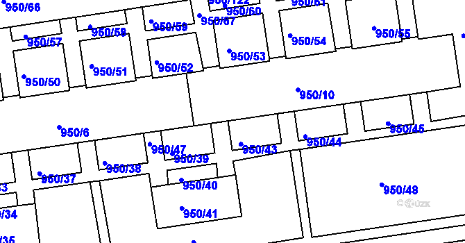 Parcela st. 950/110 v KÚ Holešov, Katastrální mapa
