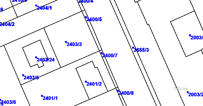 Parcela st. 2400/7 v KÚ Holešov, Katastrální mapa