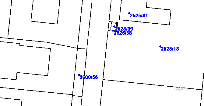 Parcela st. 2525/15 v KÚ Holešov, Katastrální mapa