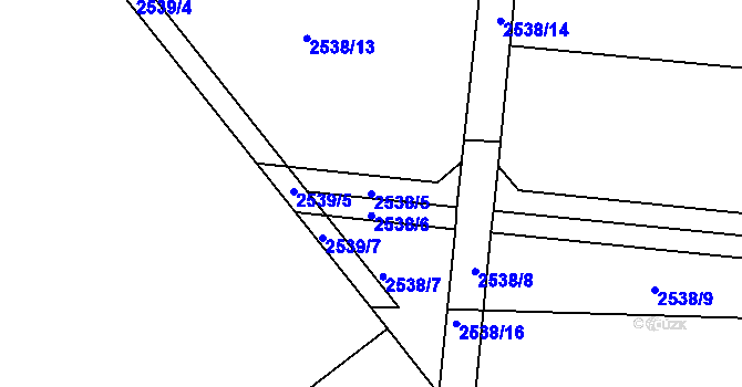 Parcela st. 2538/5 v KÚ Holešov, Katastrální mapa