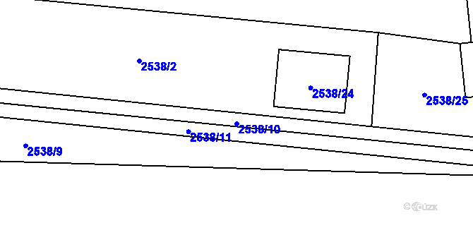 Parcela st. 2538/10 v KÚ Holešov, Katastrální mapa