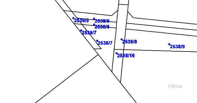 Parcela st. 2538/15 v KÚ Holešov, Katastrální mapa