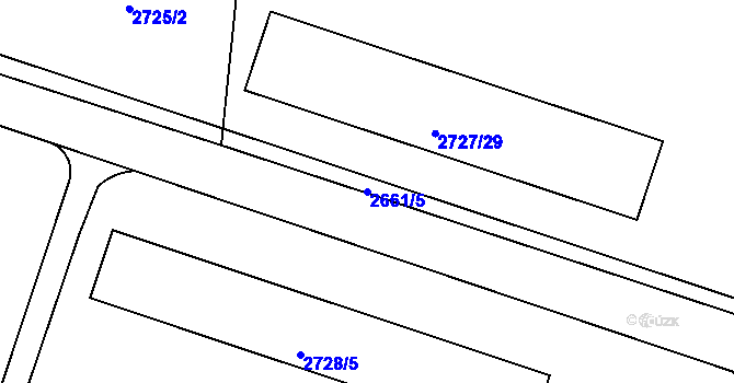 Parcela st. 2661/5 v KÚ Holešov, Katastrální mapa