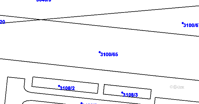 Parcela st. 3100/65 v KÚ Holešov, Katastrální mapa