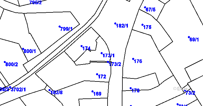 Parcela st. 173/1 v KÚ Holešov, Katastrální mapa