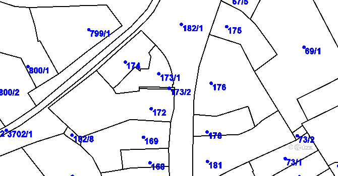 Parcela st. 173/2 v KÚ Holešov, Katastrální mapa