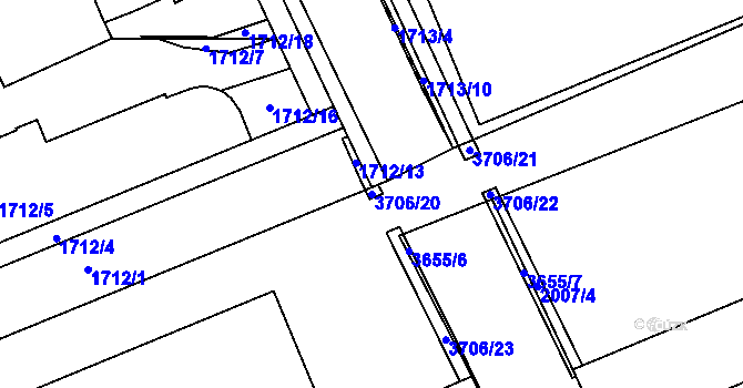 Parcela st. 3706/20 v KÚ Holešov, Katastrální mapa