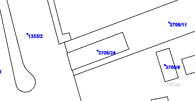 Parcela st. 3706/24 v KÚ Holešov, Katastrální mapa